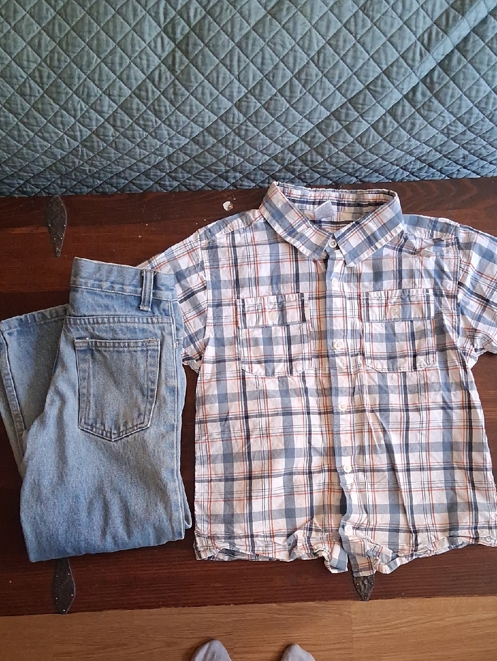 Light Wash Sonoma Jeans and Gymboree Button-Front Plaid Shirt SET